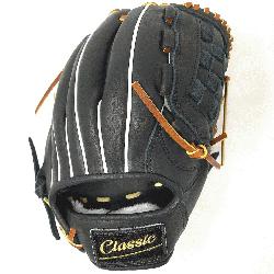 lassic pitcher or utility 12 inch baseball glove is made with black stiff American Kip leath
