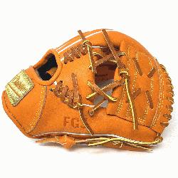 small 11 inch baseball glove is made with orange stiff American Kip leather. Unique anchor lace