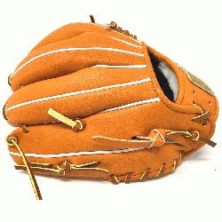 small 11 inch baseball glove is made with orange sti
