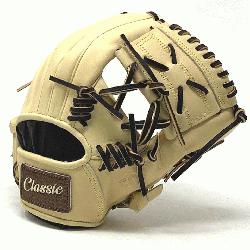 classic 11.5 inch baseball glove is made with blonde stiff American