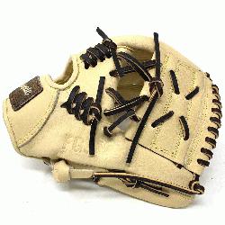  11.5 inch baseball glove is made with blonde stiff American Kip