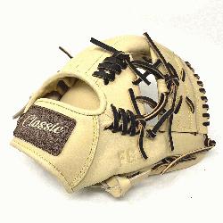 c 11.5 inch baseball glove is made with blonde stiff American Kip leather. Unique anchor laces add 