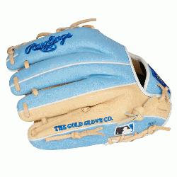 ove Club glove of the month for March 2021. Camel palm and columbia blue back. Size