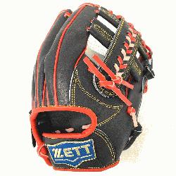bsp; ZETT Pro Model 12 inch Black/Red Wide Pocket Infielder Glove ZETT Pro Model Basebal
