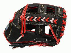 TT Pro Model 12 inch Black/Red Wide Pocket Infielder Glove ZETT Pro Model Baseball Gl