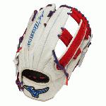 Mizuno Slowpitch GMVP1250PSES3 Softball Glove 12.5 inch (Silver-Red-Royal, Right Hand Throw) : Patent pending Heel Flex Technology increases flexibility and closure. Center pocket design. Strong edge creates a more stable thumb and pinky. Smooth professional style. Oil Plus leather, the perfect balance of oiled softness for exceptional feel and firm control that serious players demand. Durable Steer soft palm liner. Matching outlined embroidered logo. Two tone lace.